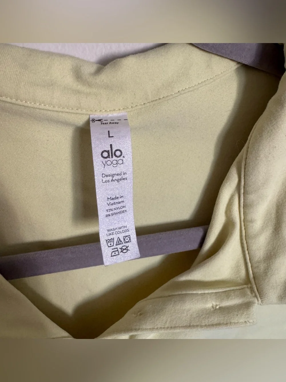 Alo Yoga Choice Polo Crop Yellow Green Lime Workout Top Short Sleeve Size L